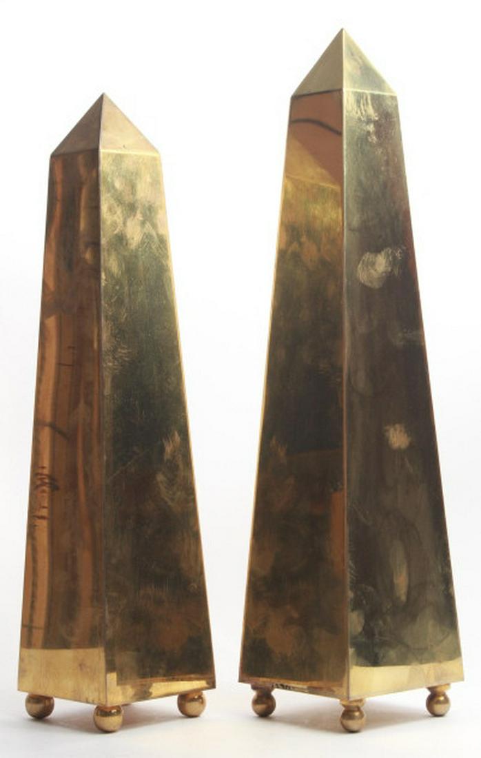 Two Vintage Gilt Brass Obelisk Statues (1 of 5)