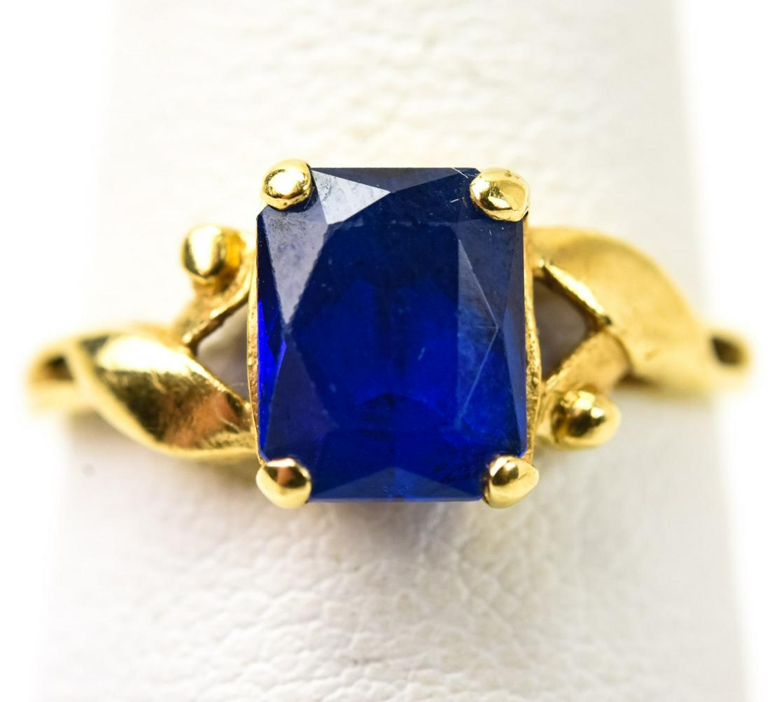 14kt Yellow Gold Solitaire Sapphire Ring (1 of 5)