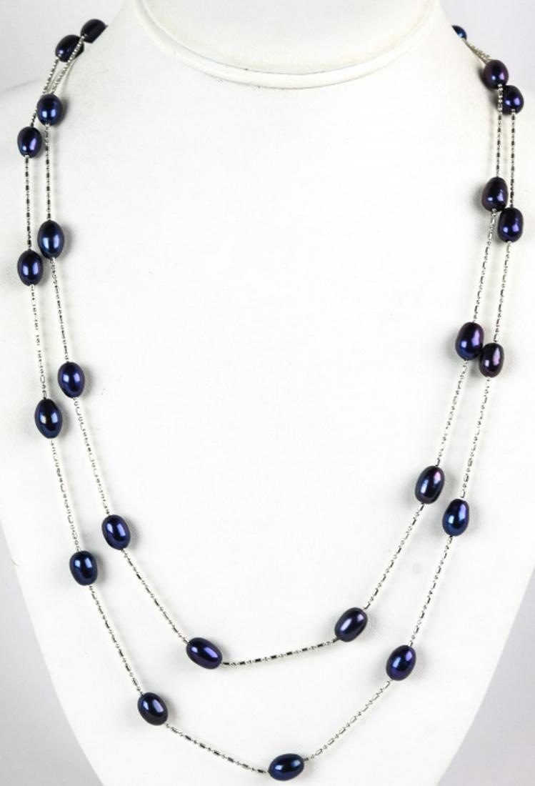 Black Baroque Pearl & Chain Necklace Strand (1 of 6)