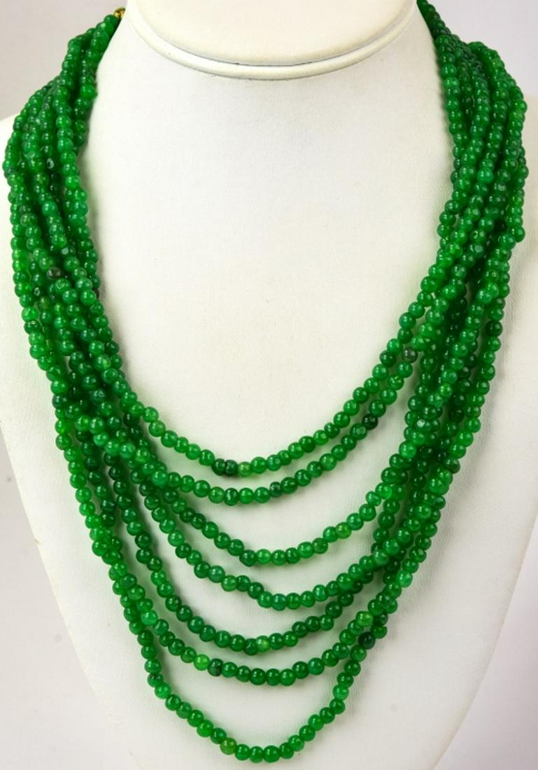 Multi Strand Green Nephrite Jade Necklace (1 of 8)