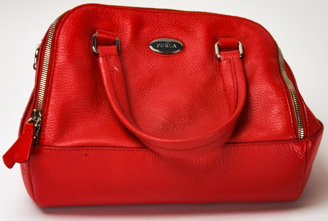 Furla Red Leather Roll Style Handbag (1 of 9)
