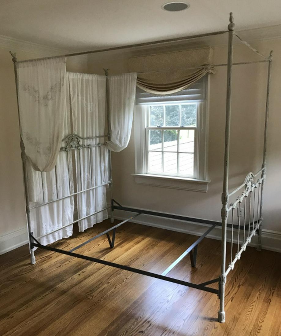Contemporary Wrought Iron Canopy Bed w Bird Motif (1 of 6)
