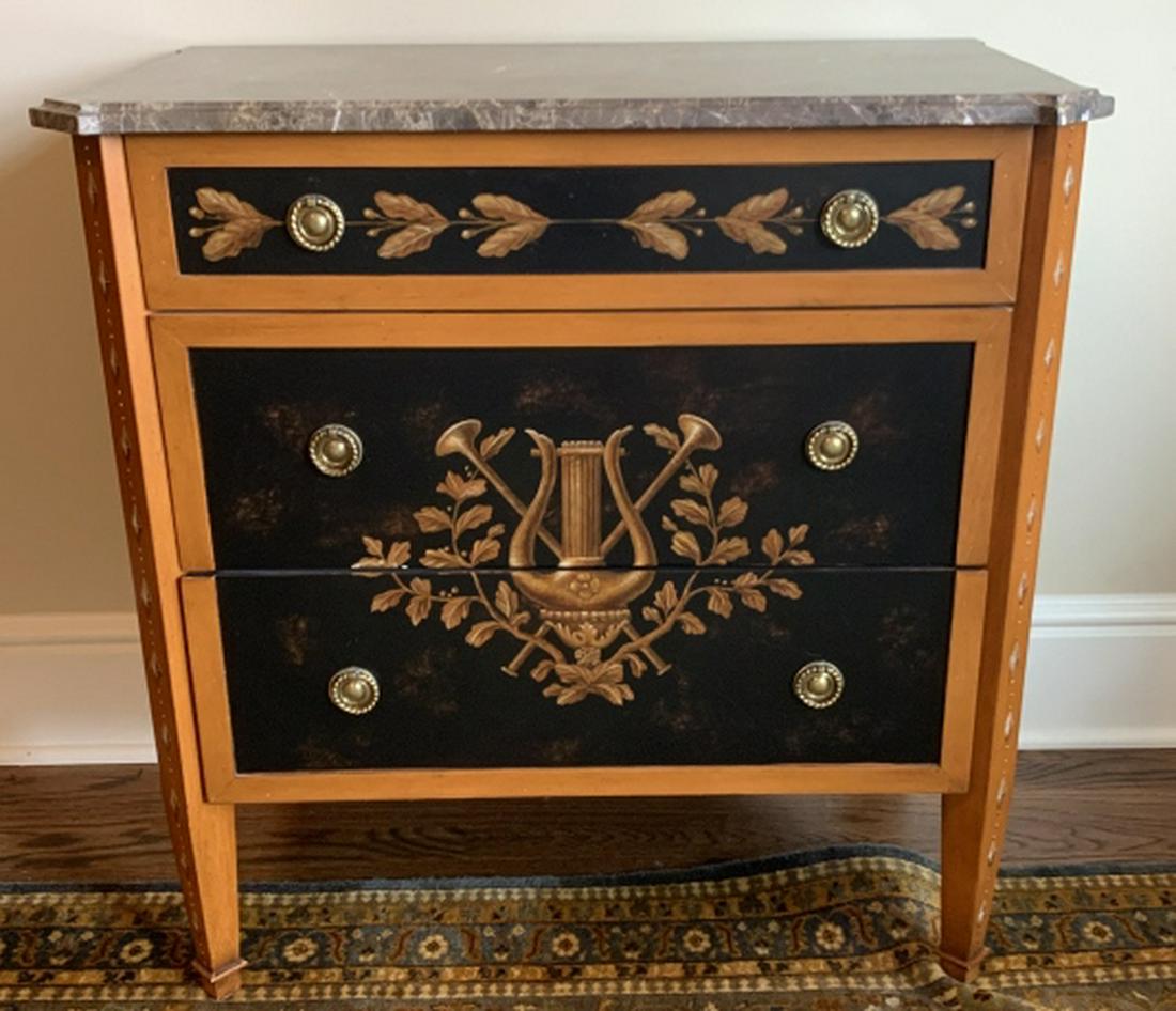 Neoclassical Hand Painted Marble Top End Table (1 of 5)