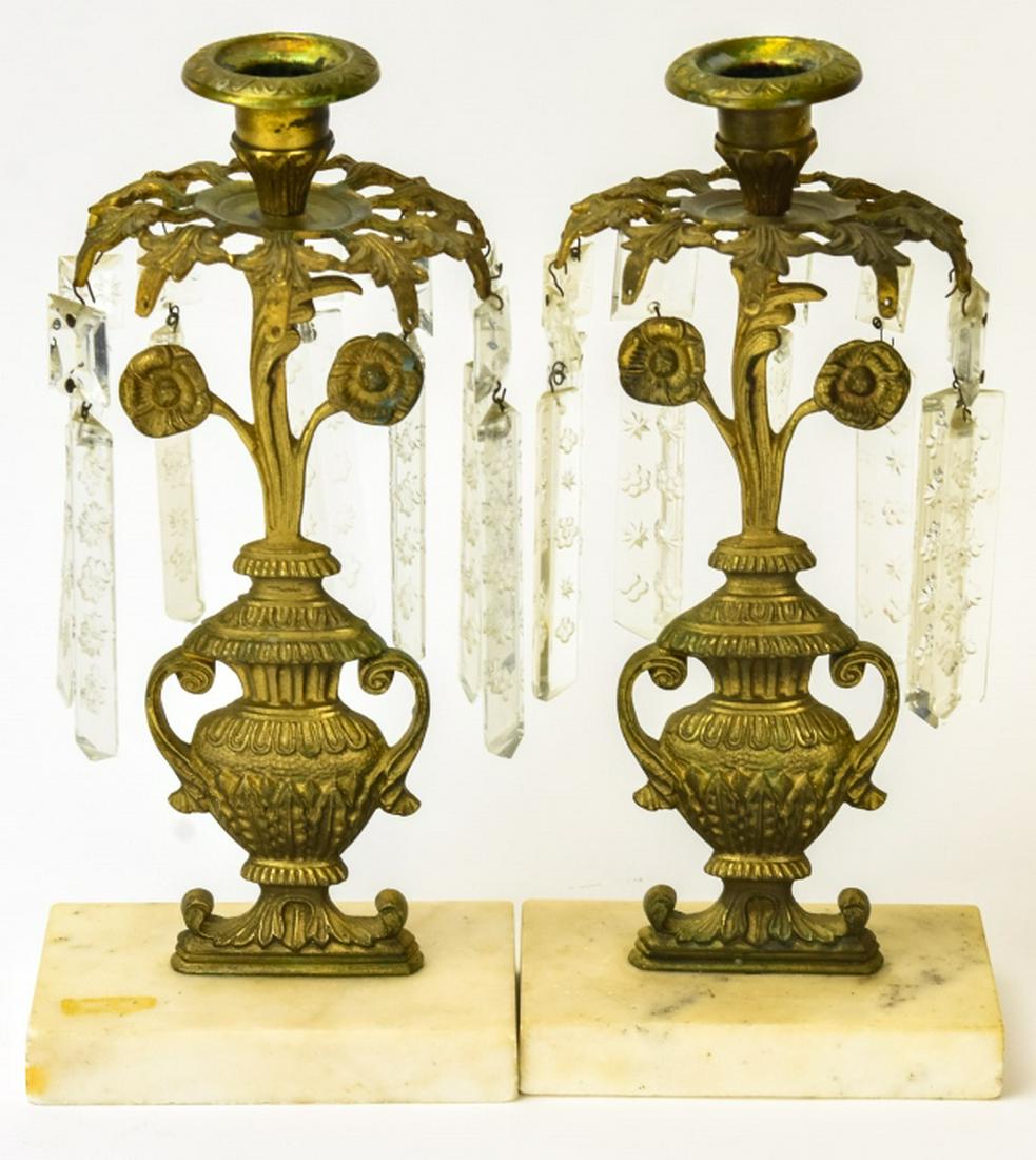 Pair Neoclassical Style Brass Urn Candlesticks (1 of 7)