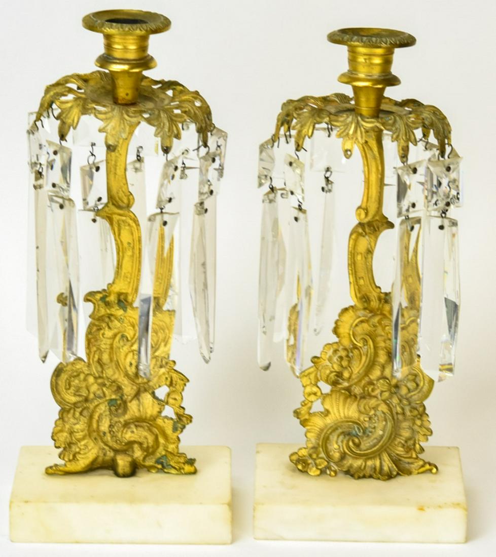 Pair French Rococo Style  Marble Candlesticks (1 of 9)