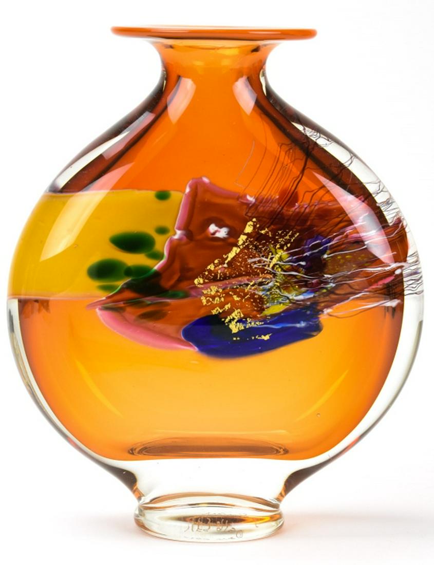 Mid Century Signed Hand Blown Art Glass Vase (1 of 7)