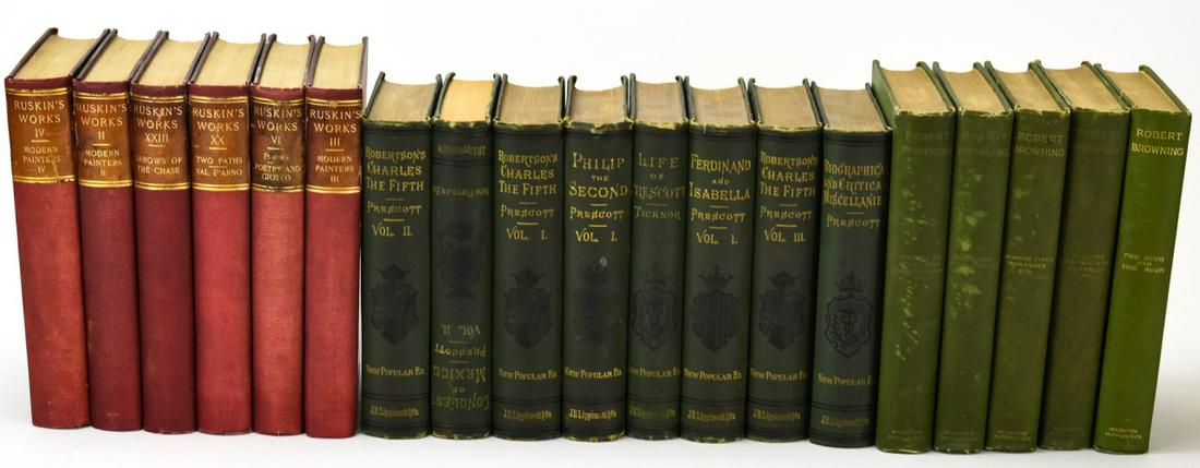 3 Sets Antique Books Browning, Robertson, Ruskin (1 of 9)