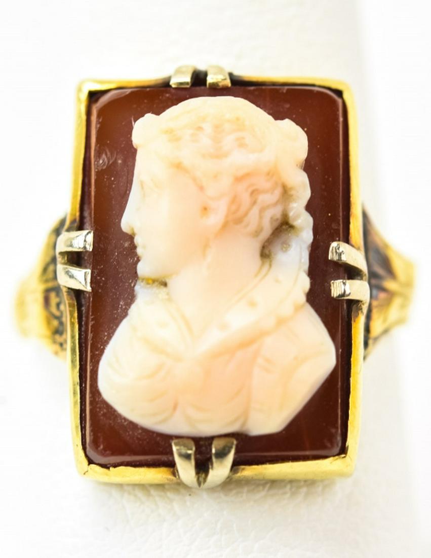 Antique 19th C 14kt Gold Hardstone Cameo Ring (1 of 6)