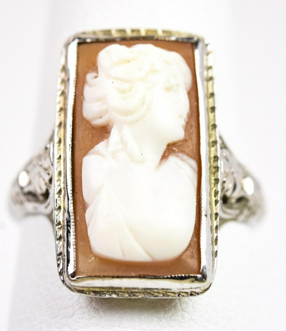 Estate 14kt White Gold Cameo Ring (1 of 6)