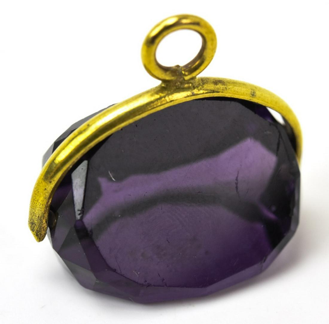 Antique 19th C 10kt Gold & Amethyst Spinner Fob (1 of 7)