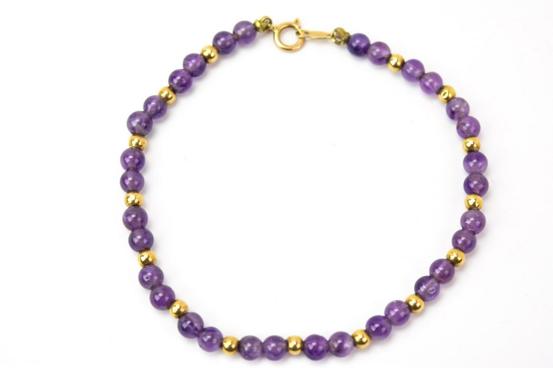 Estate 14kt Yellow Gold & Amethyst Bead Bracelet (1 of 7)