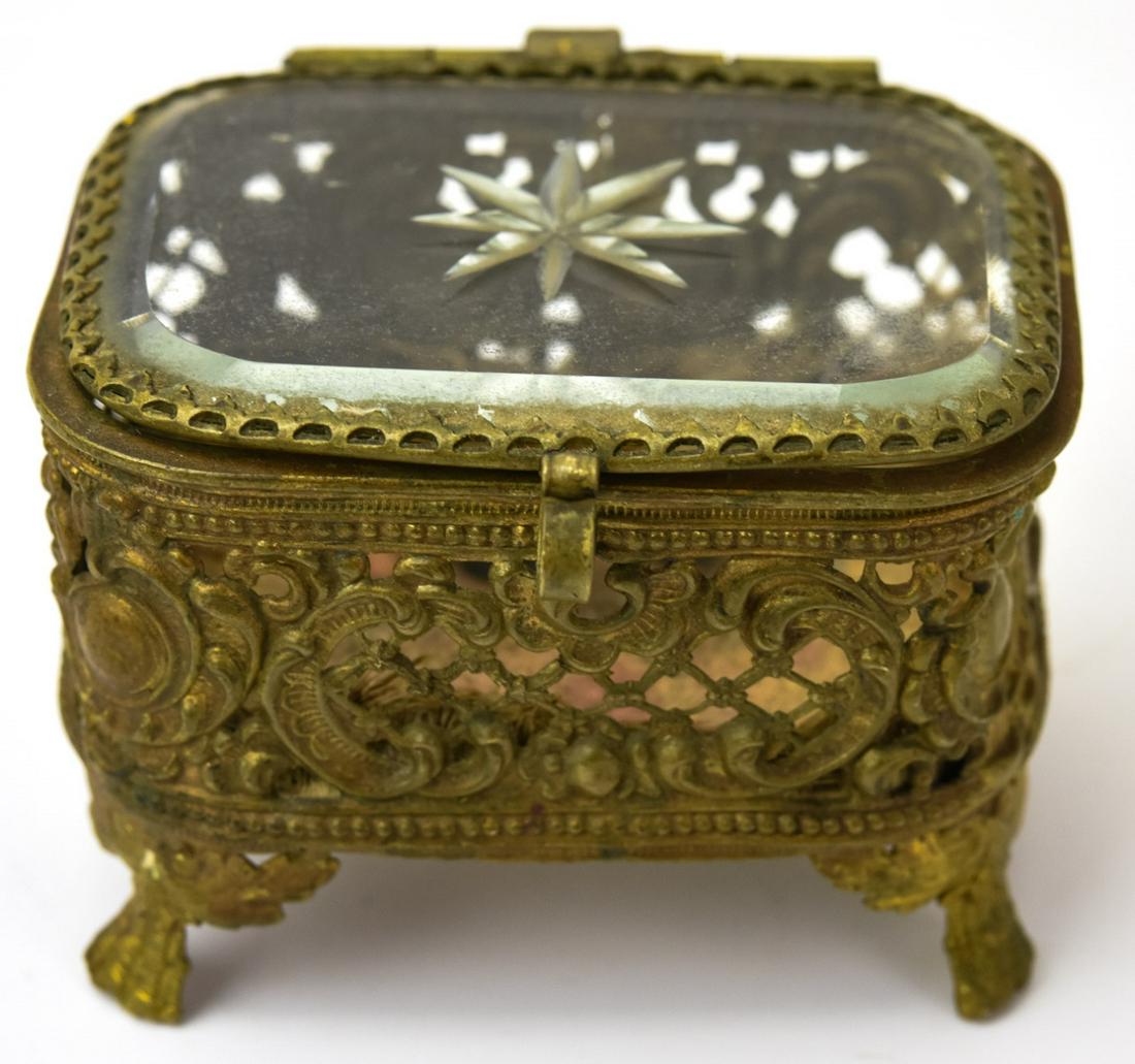 Antique 19th C Ormolu & Cut Glass Jewelry Box (1 of 8)