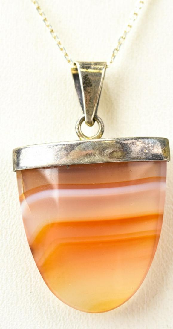 Banded Agate Necklace Pendant on Sterling Chain (1 of 8)