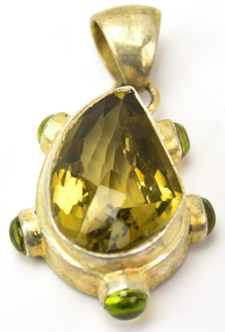Sterling Silver Citrine & Peridot Necklace Pendant (1 of 5)