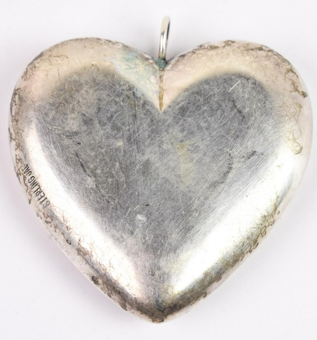 Vintage Large Scale Sterling Silver Heart Pendant (1 of 6)