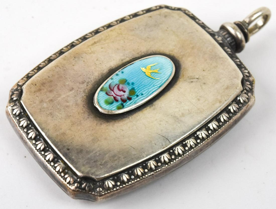 Antique Sterling Silver & Enamel Perfume Pendant (1 of 4)