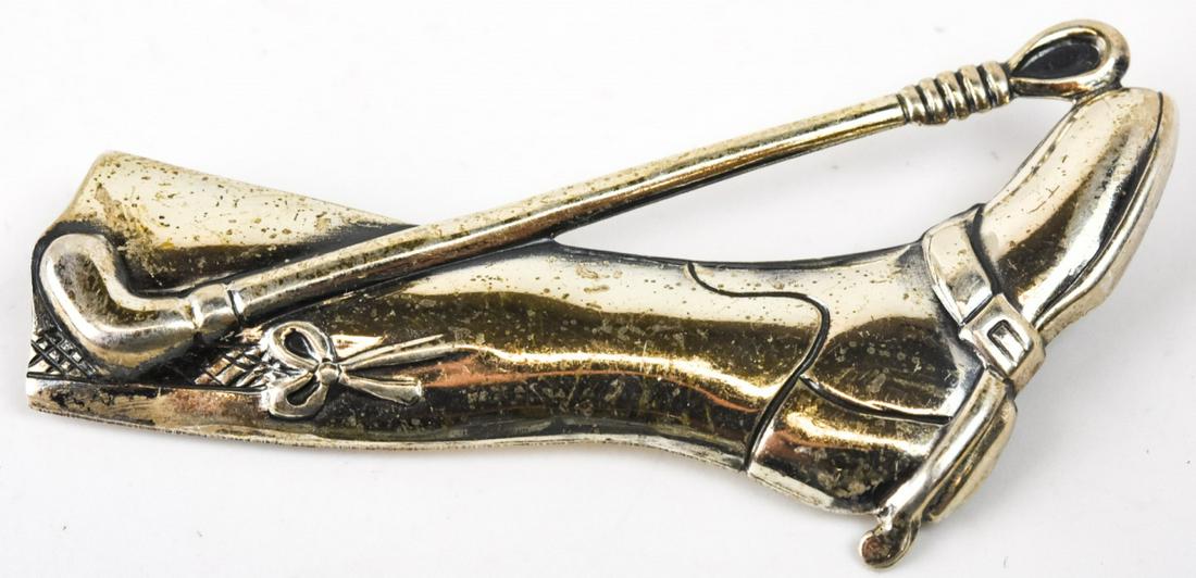 Vintage Sterling Silver Riding Boot & Crop Brooch (1 of 5)