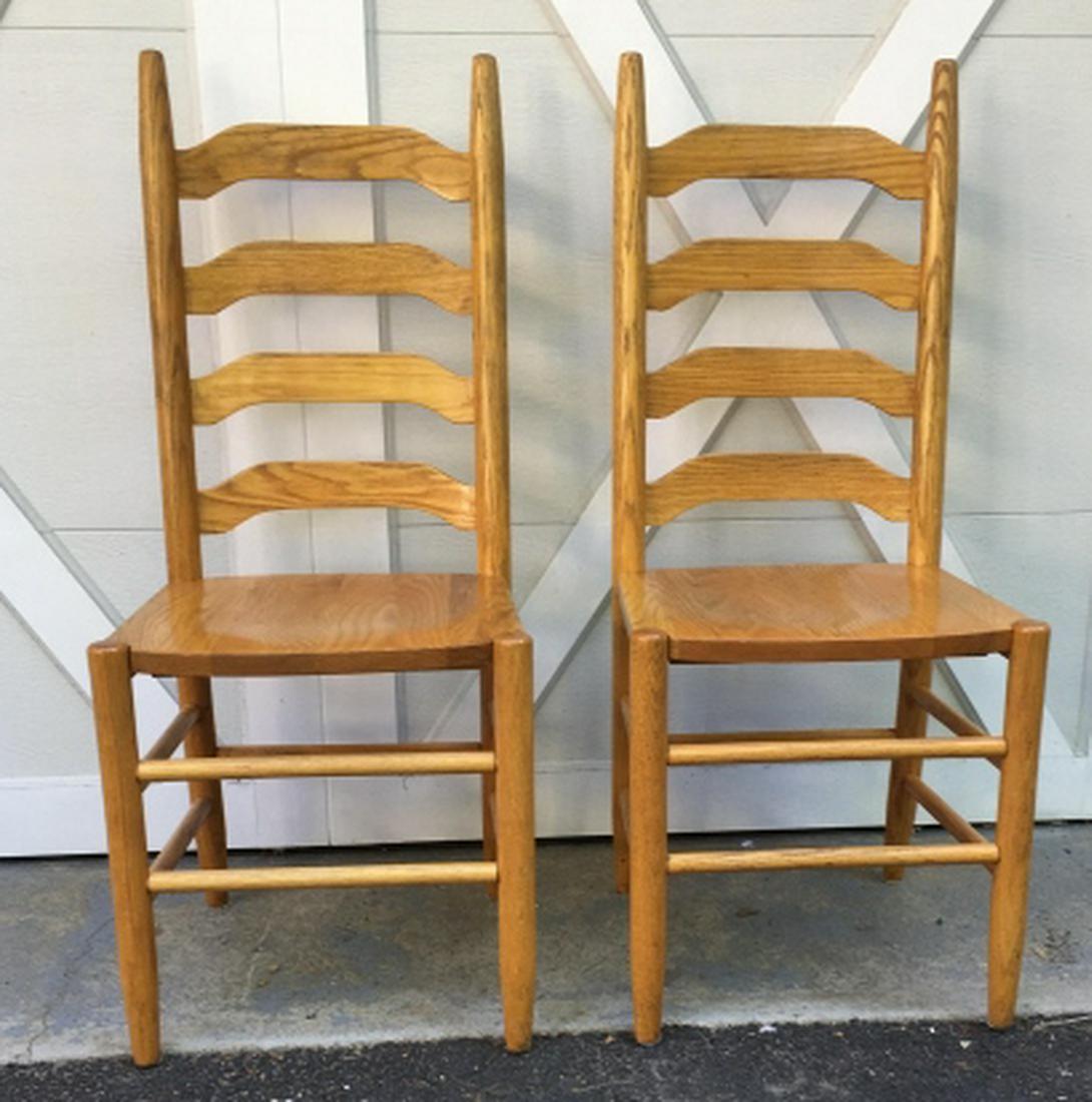 Pair Oak Ladder Back Side Chairs (1 of 4)