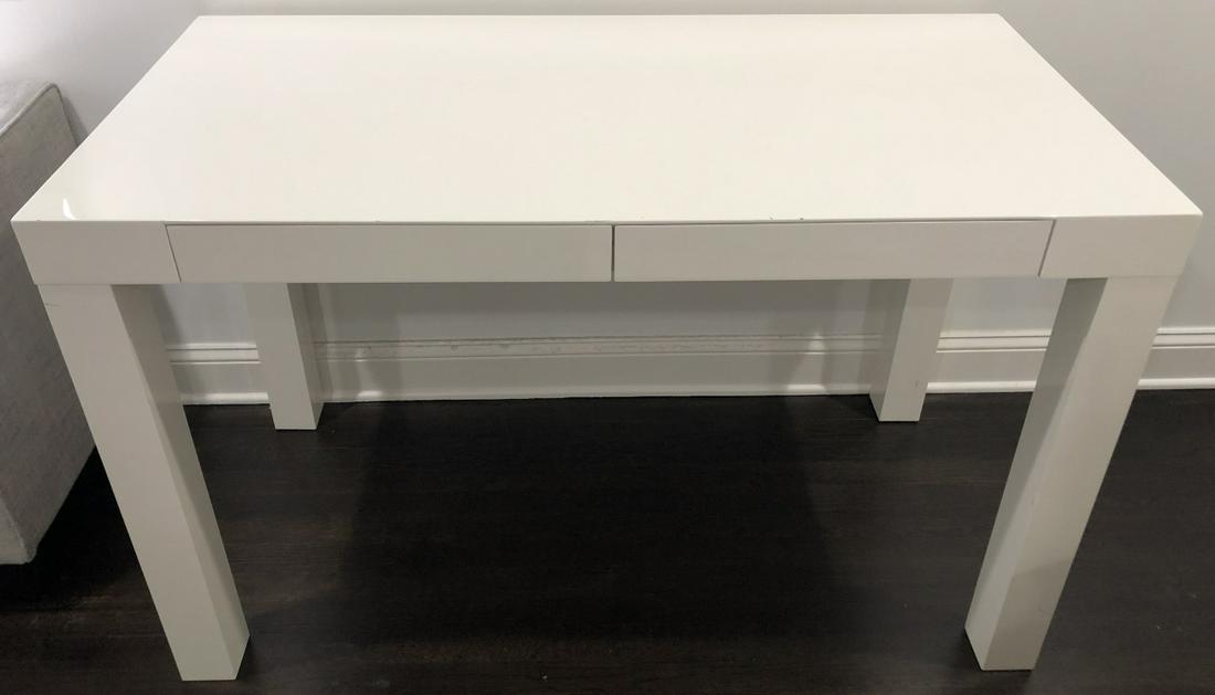 White Lacquer Contemporary 2-Drawer Desk / Console (1 of 5)