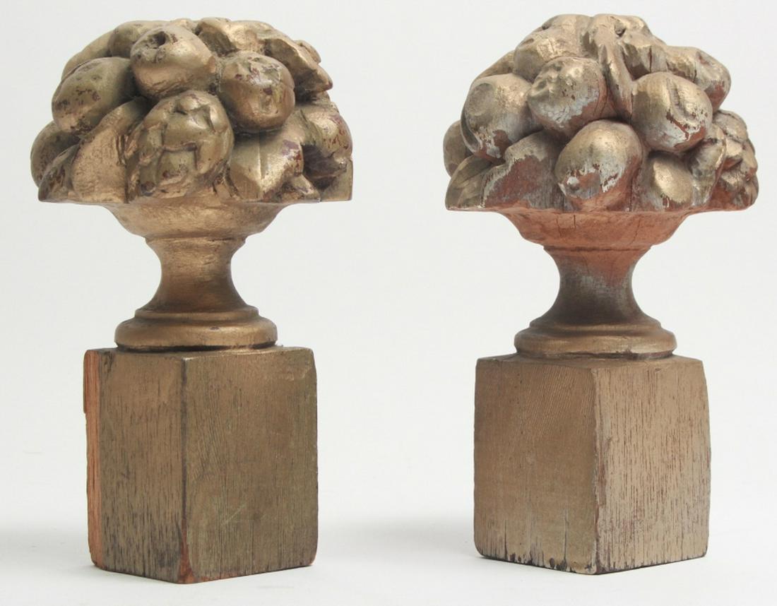 Antique Hand Carved & Gilt Decorated Floral Urns (1 of 5)