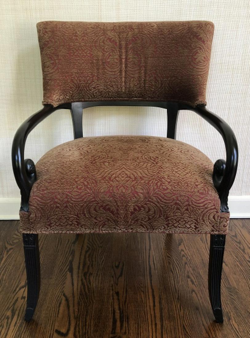 French Napoleonic Upholstered Scroll Arm Chair (1 of 5)