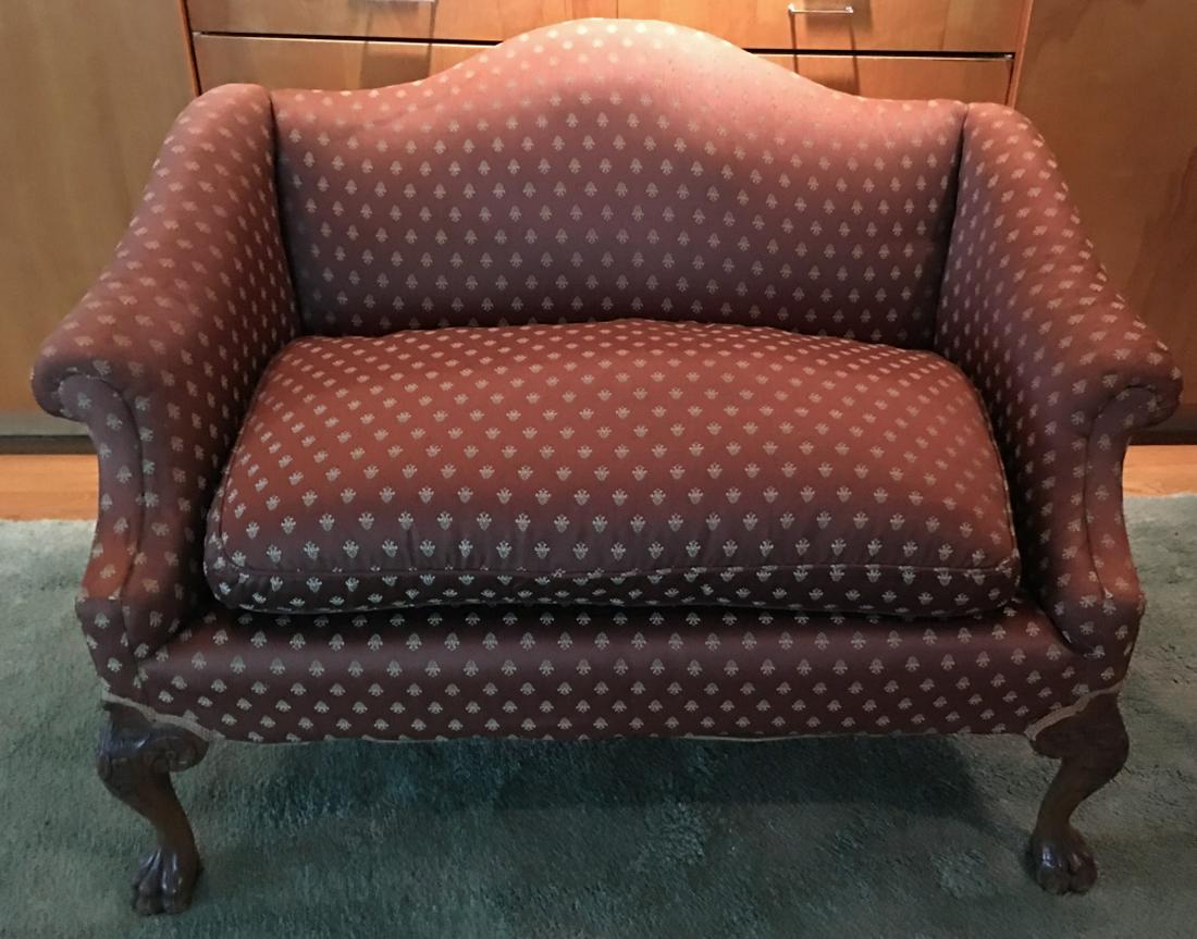 Chippendale Style Camel Back Upholstered Loveseat (1 of 5)