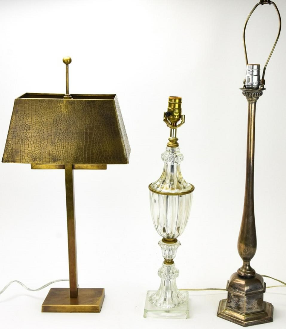 Trio Decorative Lamps, Silver Plate, Brass, Glass (1 of 10)