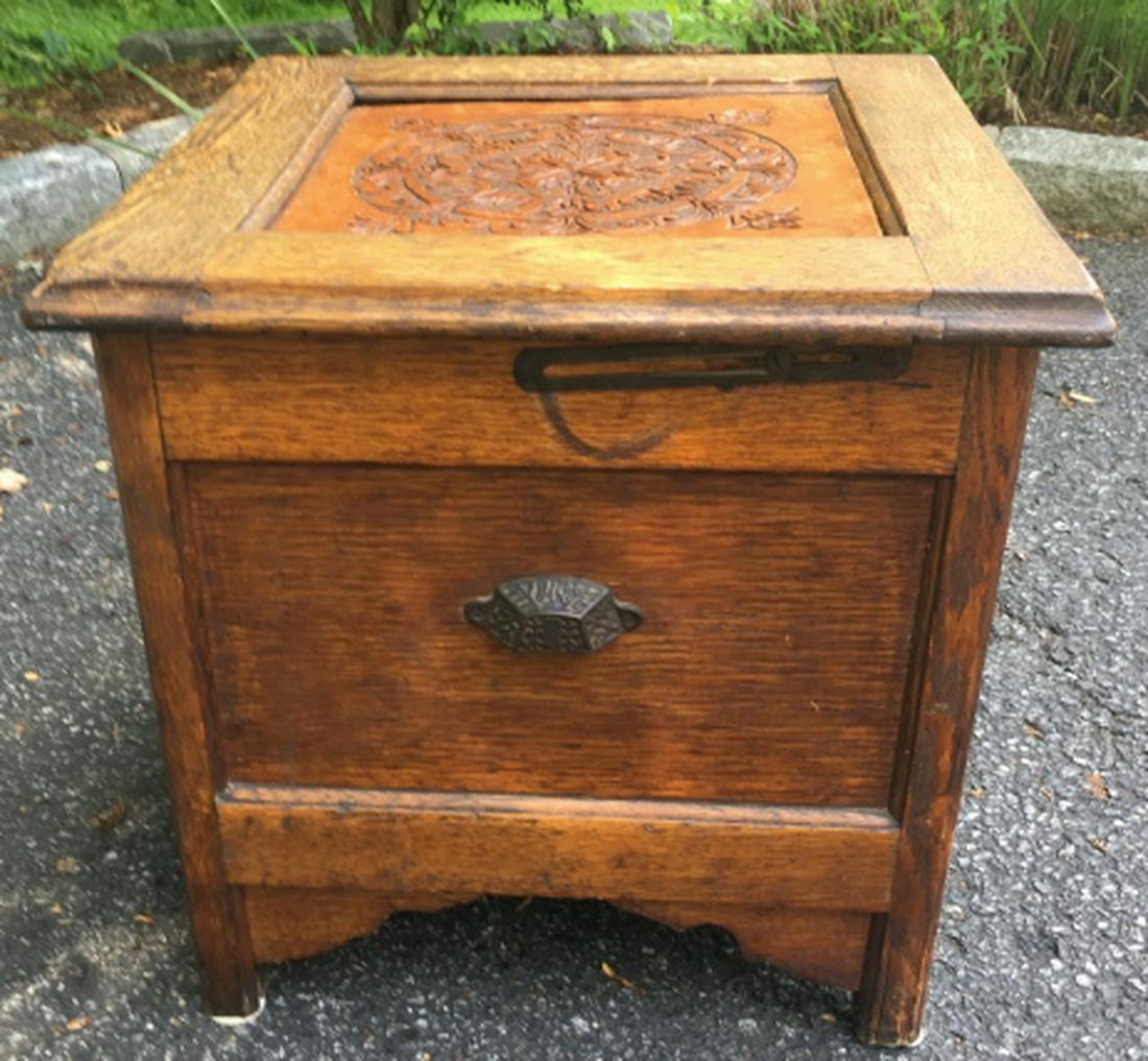 Wooden & Leather Top Storage Chest / Box (1 of 4)