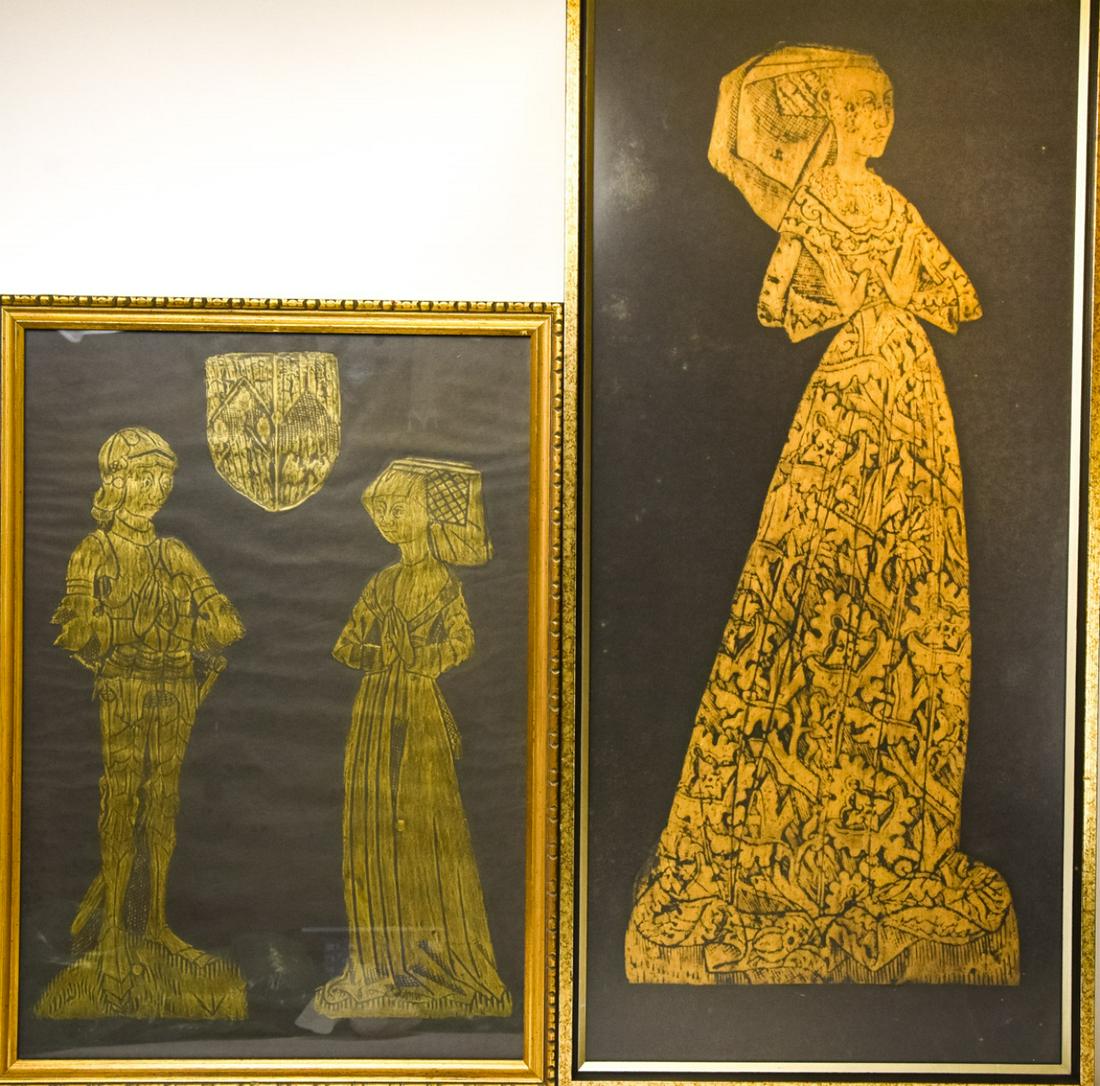 2 Antique Framed Grave Rubbings (1 of 9)