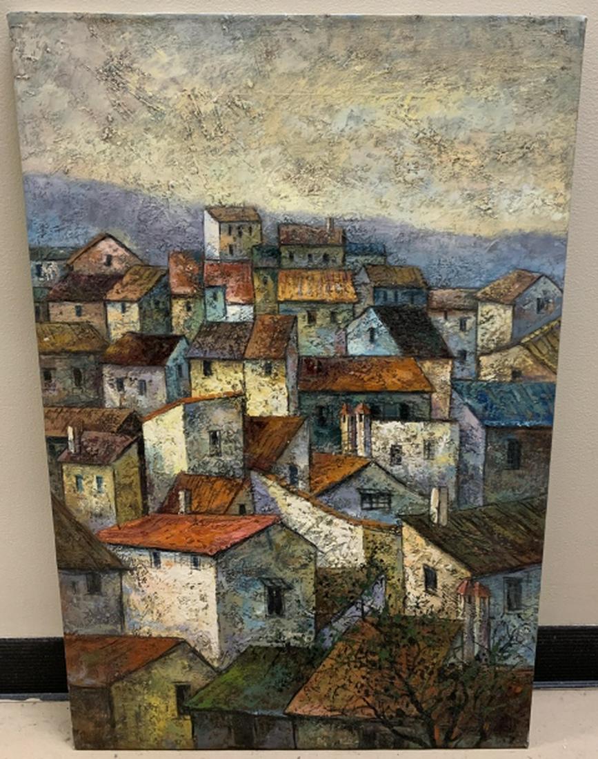 Post Impressionist Style Oil Painting of a Village (1 of 3)