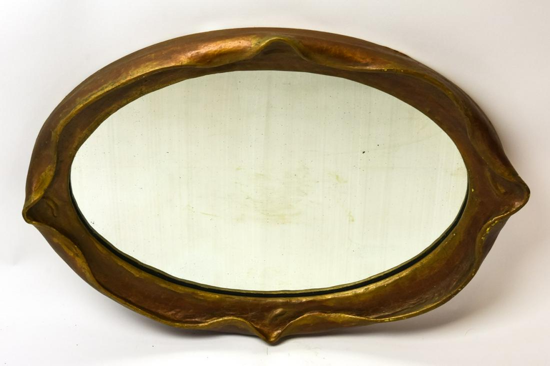 Antique Art Nouveau Scalloped Mirror: Antique Art Nouveau Scalloped Mirror. Oval form. 24 inches x 17 inches.