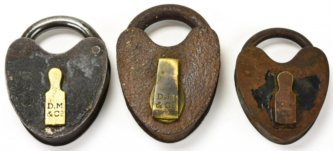 3 Antique Heart Form Padlocks (1 of 10)