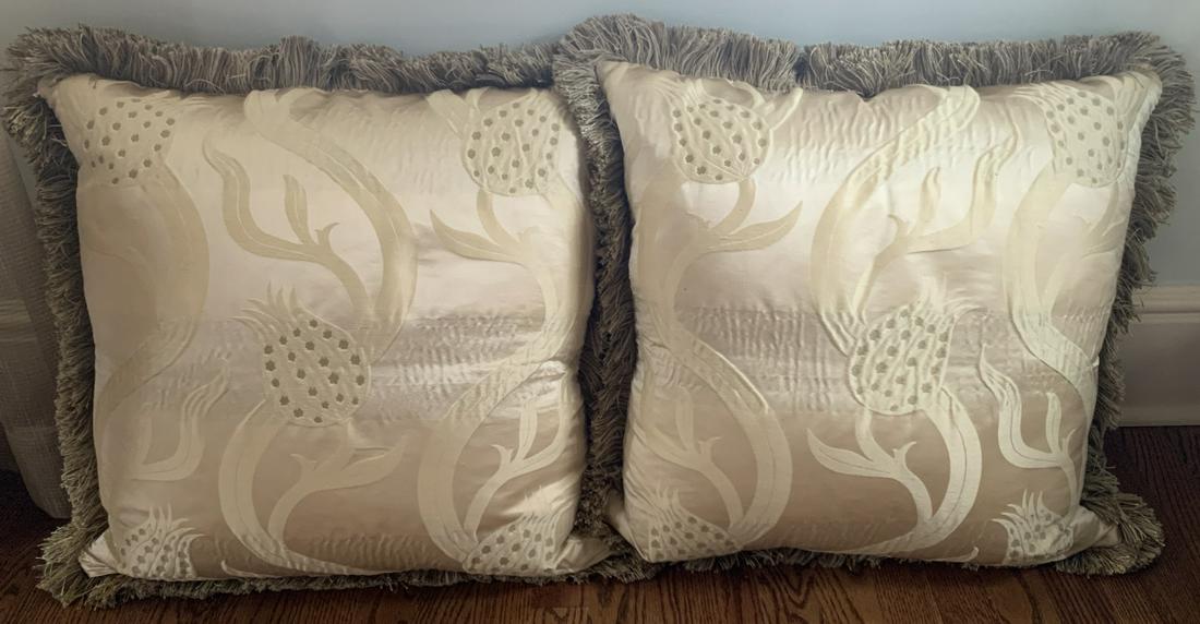 Pair Custom Upholstered Down Filled Throw Pillows (1 of 3)