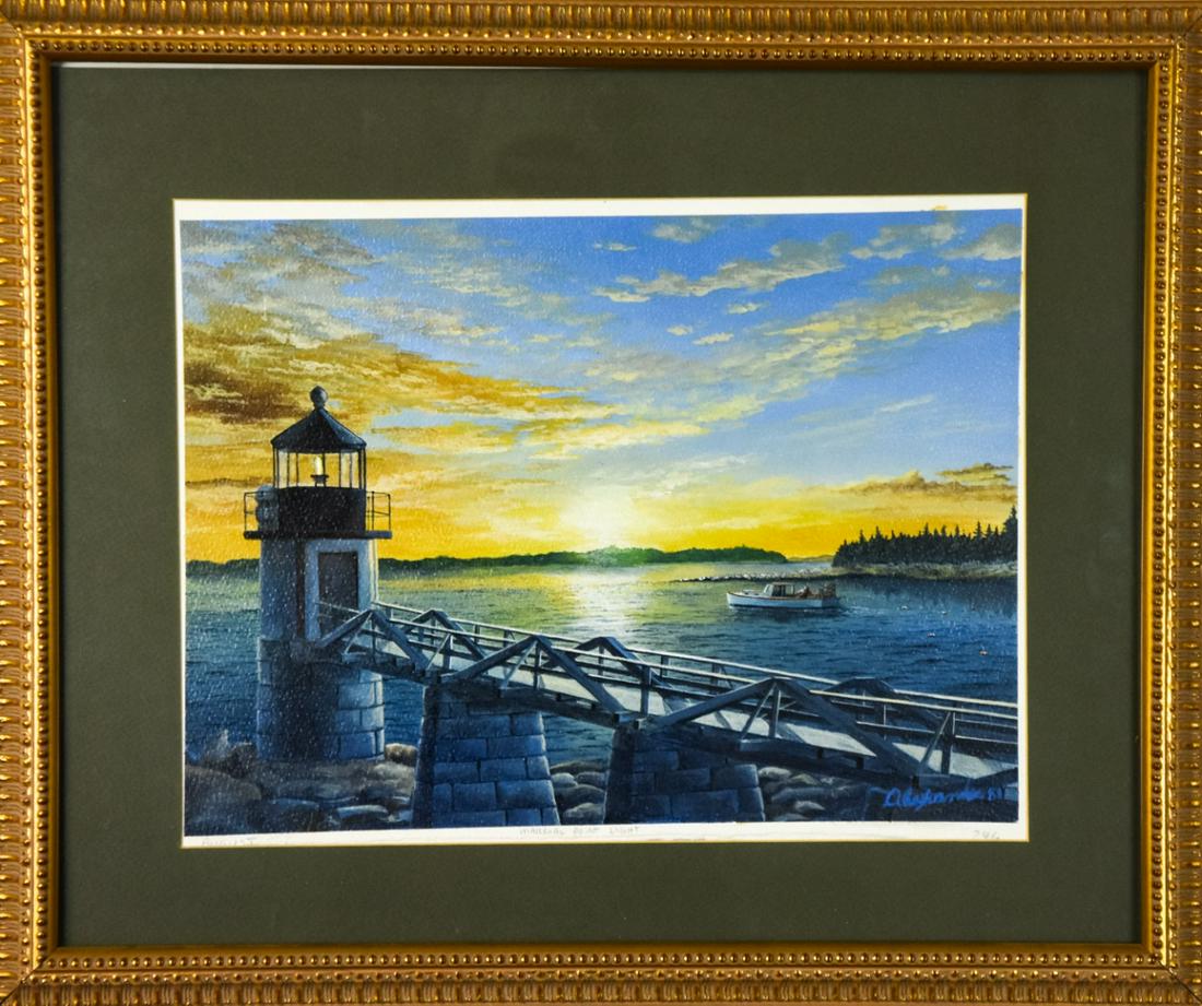 Signed "Marshall Point Light' Oil Painting (1 of 10)