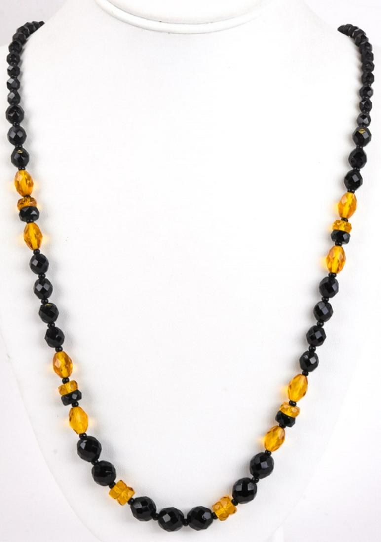 Antique Flapper Era French Jet & Crystal Necklace (1 of 6)