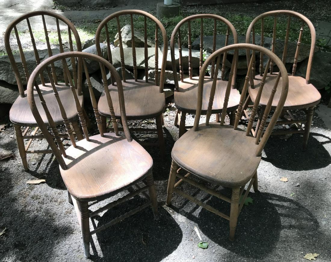 Six Antique 19th C Carved Wood Dining Chairs (1 of 5)