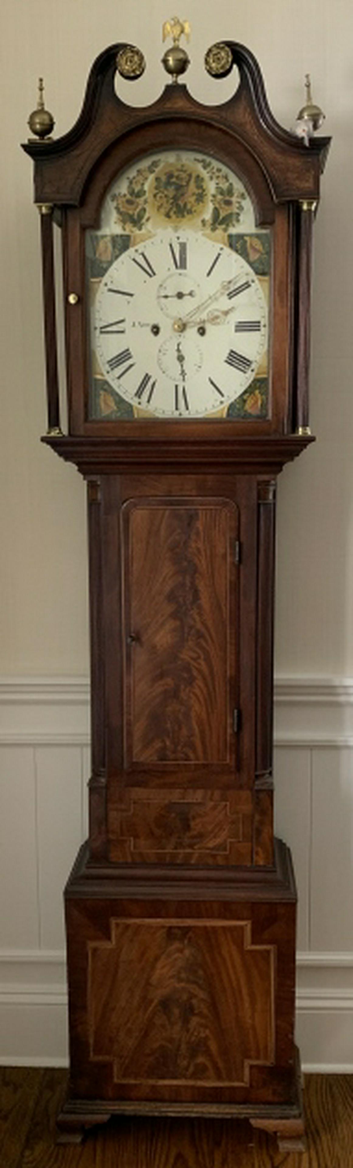 Antique J. Young English Mahogany Tall Case Clock (1 of 10)