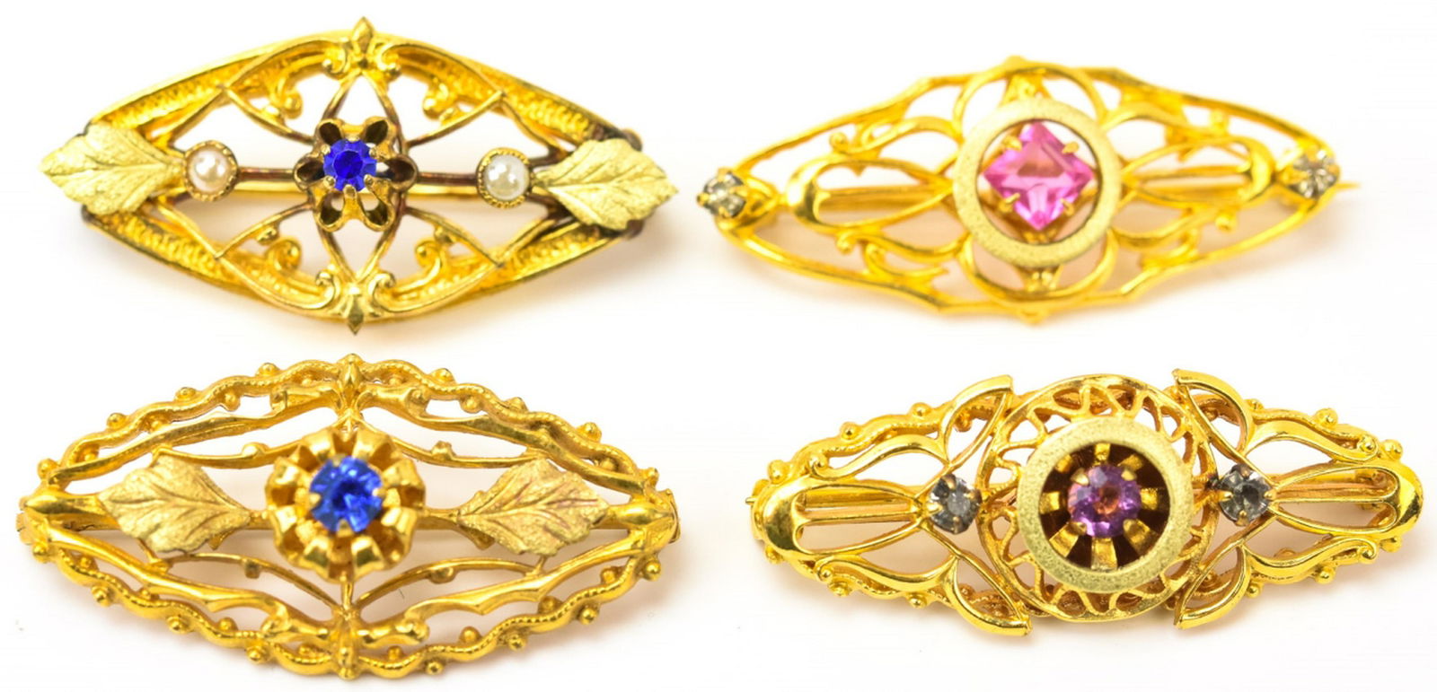 Four Antique C 1900 Gold Filled Brooch Pins (1 of 9)