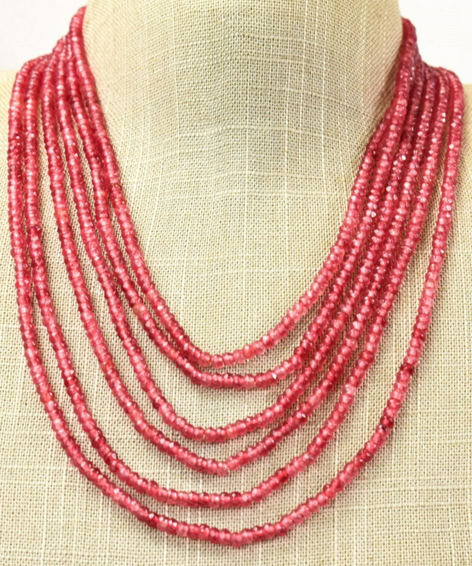 Six Strand Faceted Ruby Beaded Necklace (1 of 6)