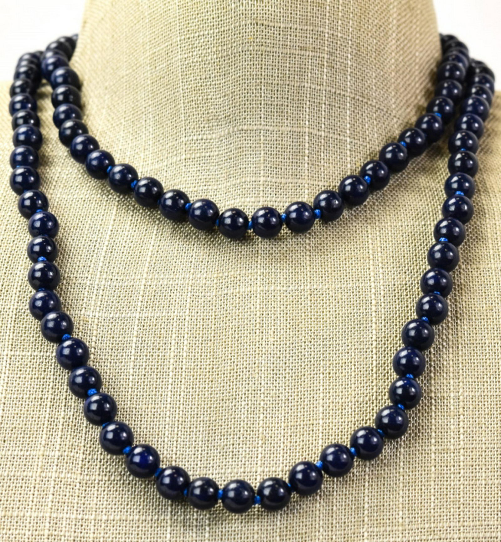Flapper Style Hand Knotted Lapis Lazuli Necklace (1 of 7)