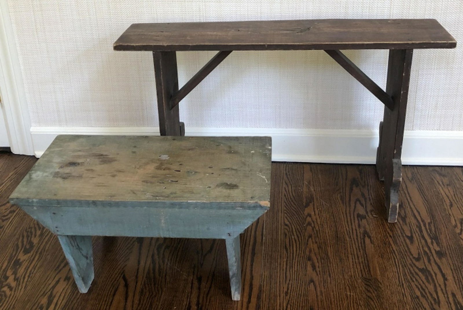 Pair Antique Hand Made Carved Benches (1 of 3)