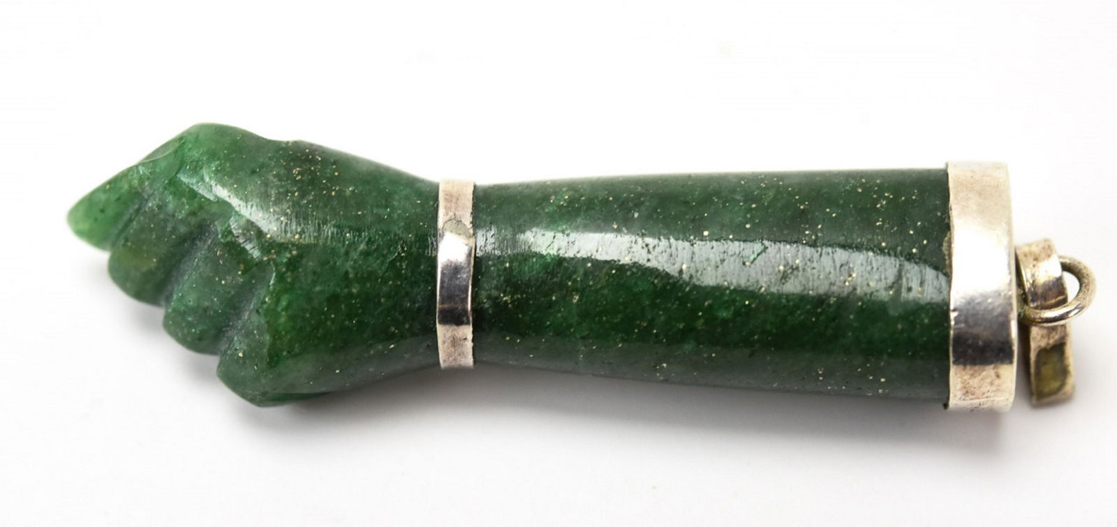 Vintage Hardstone & Silver Figa Pendant Charm. (1 of 6)