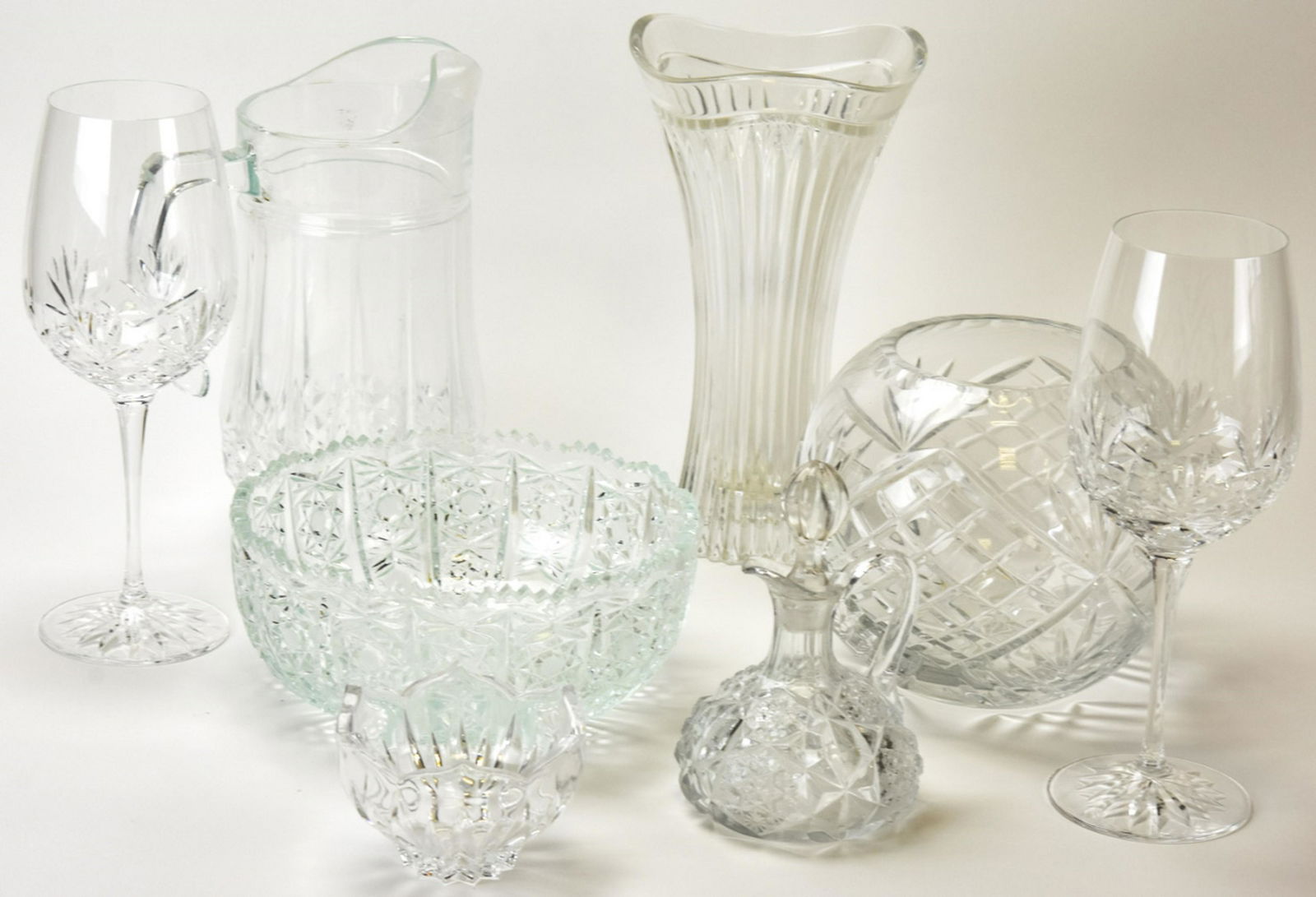 Lot of Crystal and Glass Vases and Serving Items (1 of 9)