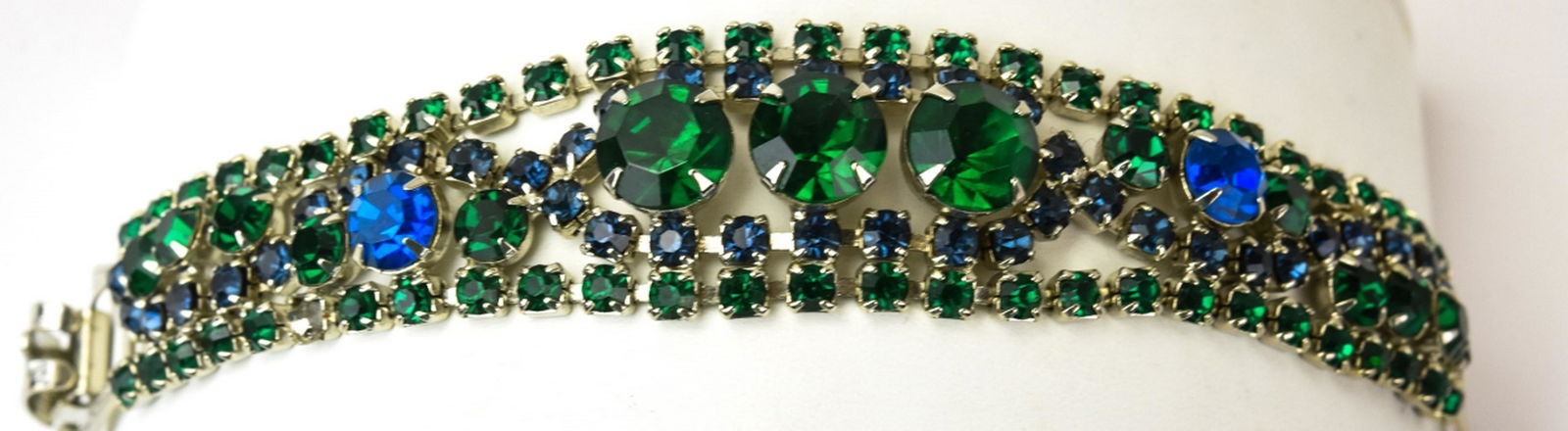 Vintage Colored Rhinestone Articulated Bracelet (1 of 8)