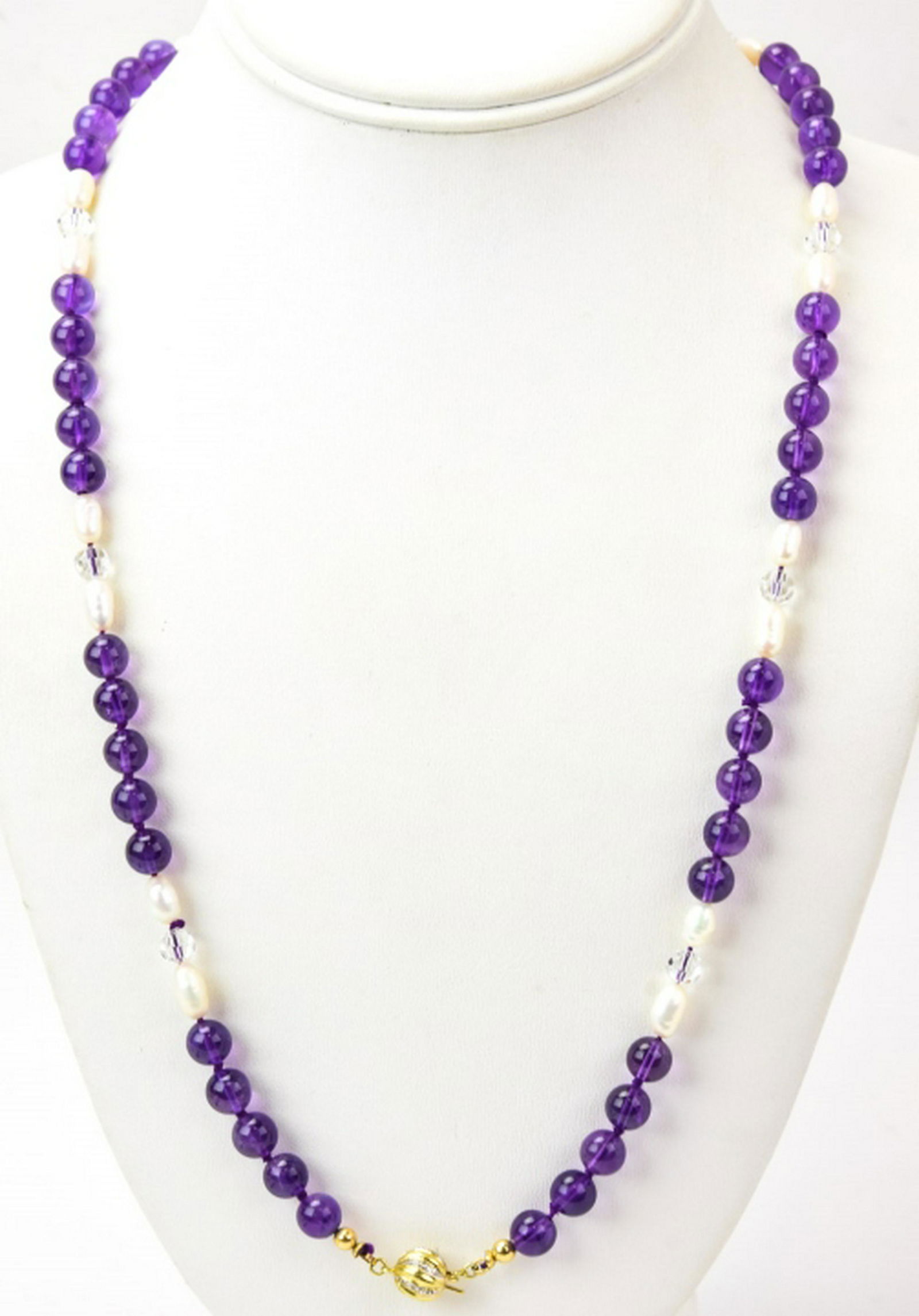 Estate 14kt Gold Diamond Amethyst Pearl Necklace (1 of 8)