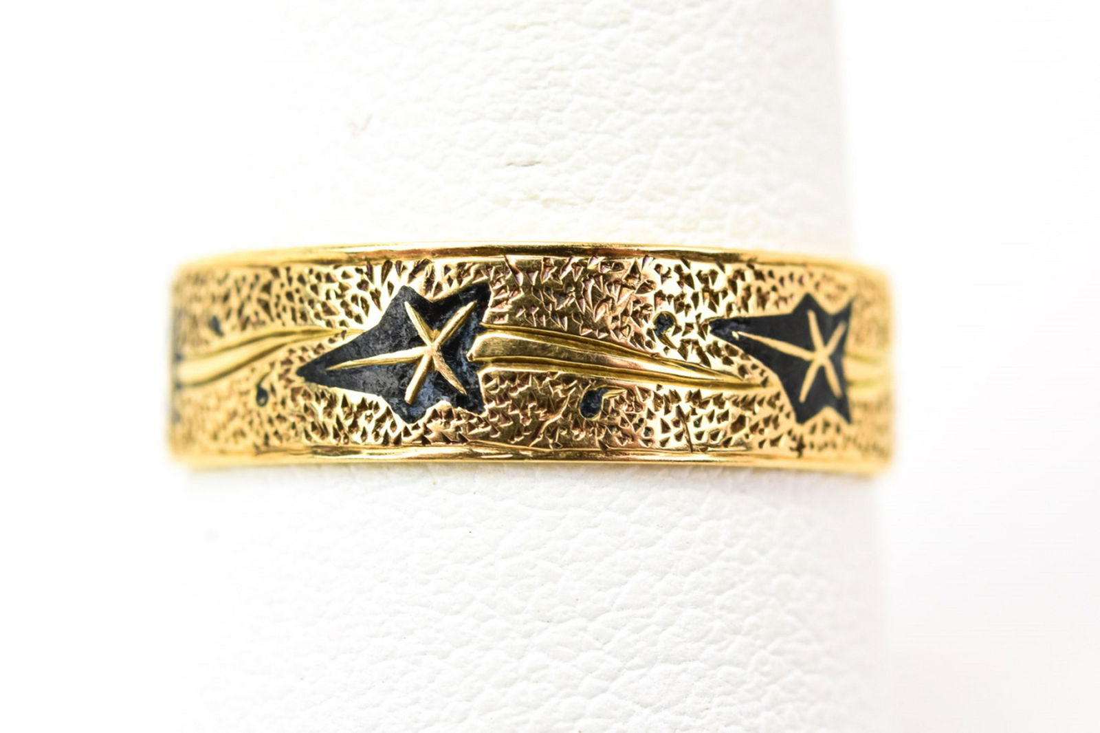 Antique 19th C 14kt Gold & Enamel Mourning Ring (1 of 6)