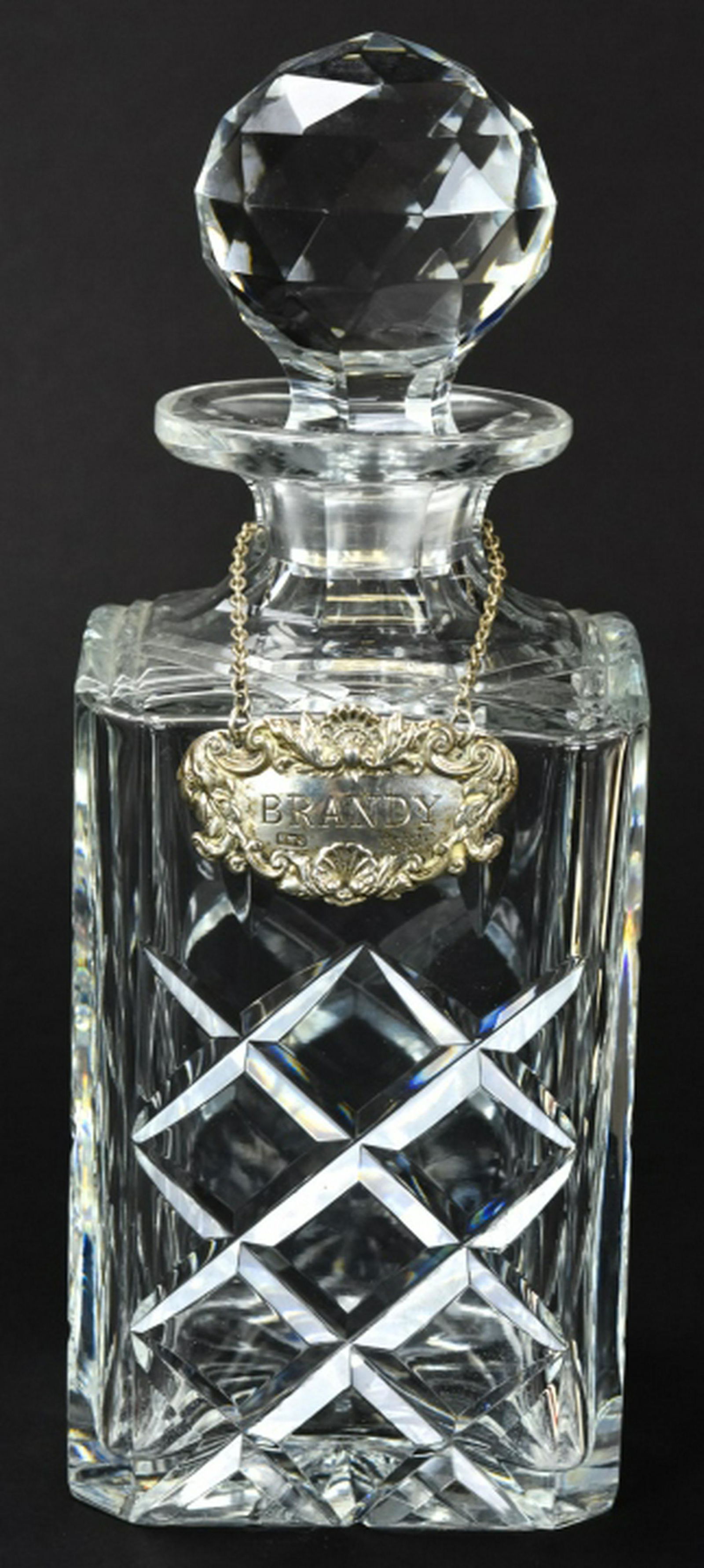 English Sterling Decanter Label w Crystal Decanter (1 of 7)