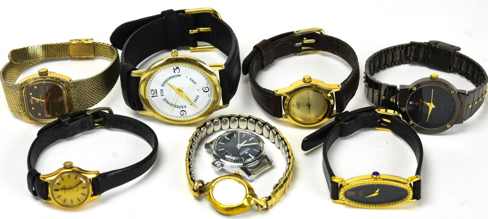 Collection of Vintage Watches Including Gold Fill: Collection of Vintage Watches Including Gold Filled. Makers includes Movado, Waltham, Seiko, Accutron, Omega and Bucherer.