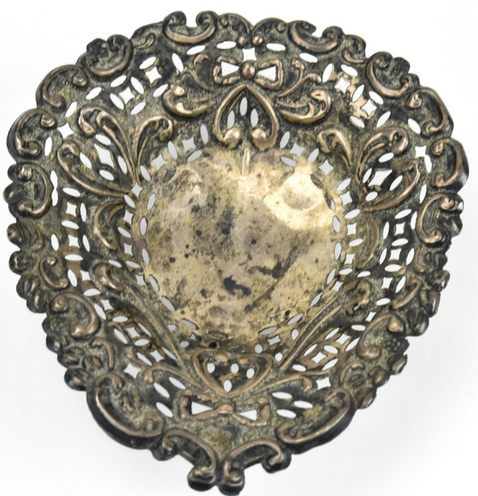 Reticulated Sterling Silver Heart Form Dish (1 of 6)
