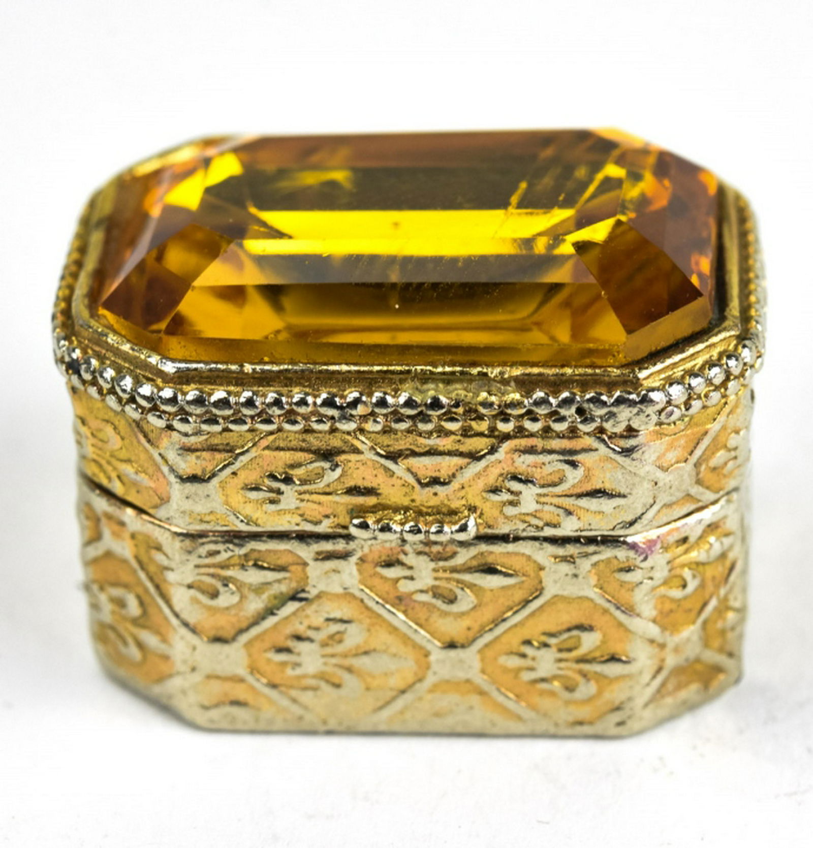 Vintage Miniature Citrine Crystal Pill / Snuff Box (1 of 6)
